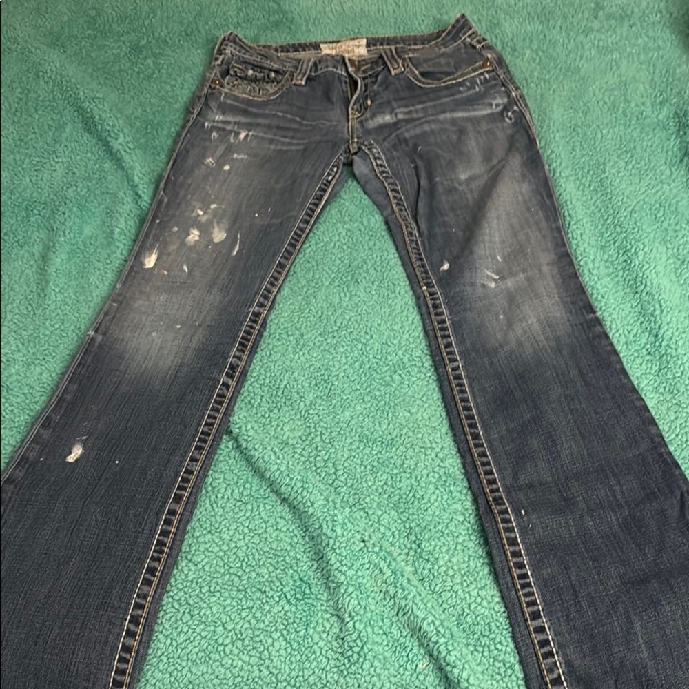 Big Star Blue Boot Cut Jeans with Distressed Details